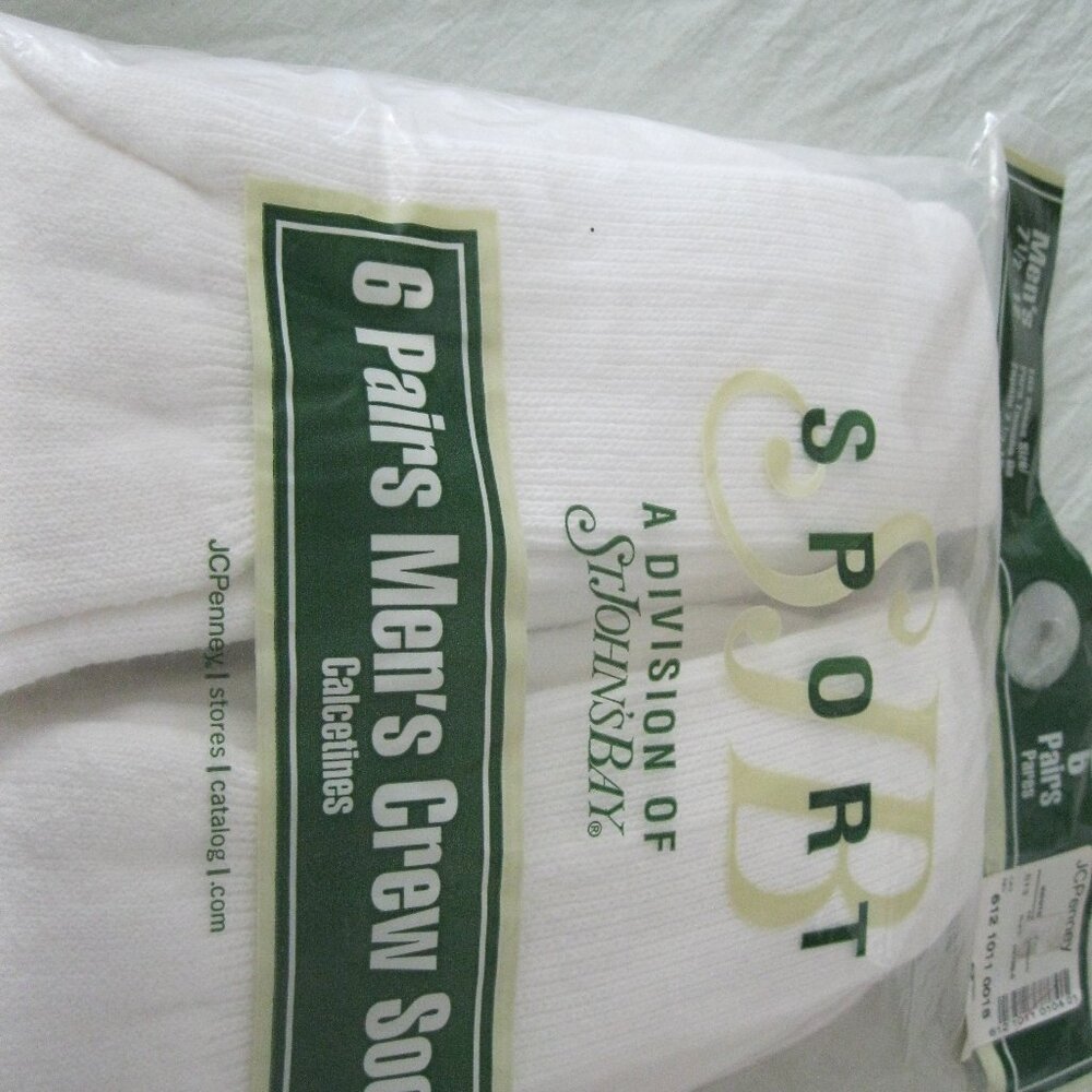 2 Packages of 6 pack = 12 Socks by SJB Sport and Simply for Sports- Crew